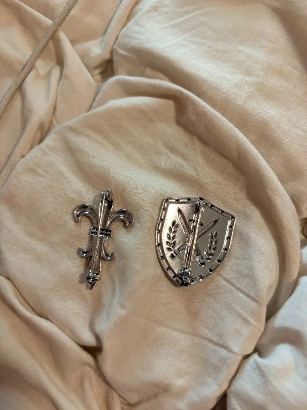 Free People Whimsigoth Medieval Sword Shield & Fleur-de-Lis Brooch Set